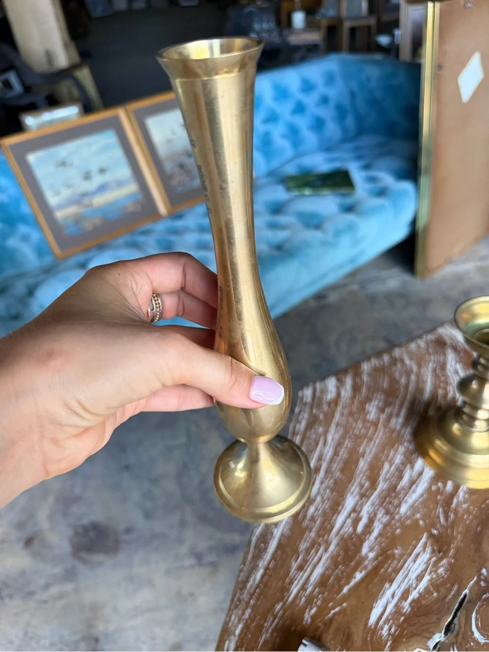 Brass Bud Vase — Elegant Tall Metal Vase in Gold